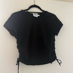 Princess Polly Black Side Tie Tee